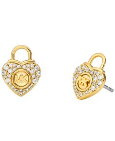 in stock Michael Kors Earrings, Heart Lock, Jewelry Accessories Ideas, Jet Setter, Accessories Ideas, Tech Gifts, Luxe Gifts, Gold Earrings Studs, Egift Card