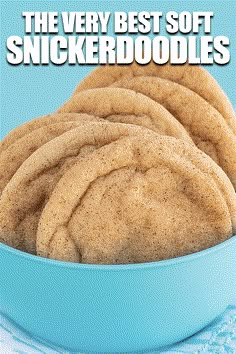 the very best soft snickkerdoodles in a blue bowl