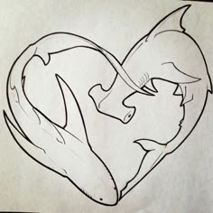 a drawing of two people in the shape of a heart, with one person touching each other's forehead