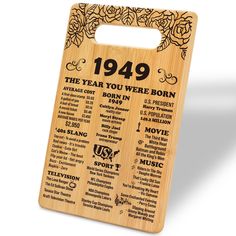 a wooden plaque with the year you were born