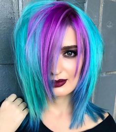 Nails Purple And Silver, Unicorn Hair Dye, Exotic Hair, Exotic Hairstyles, Bold Hair Color, Nails Purple, Turquoise Hair