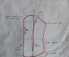 a drawing of a dress pattern with measurements