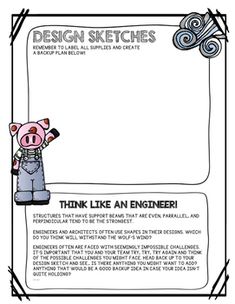 a paper with an image of a pig in overalls and the words think like an engineer