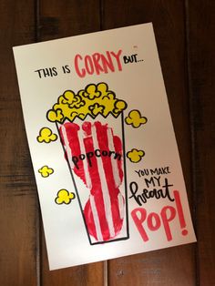 this is a handmade card with popcorn on it