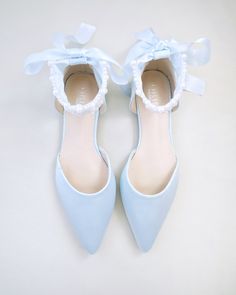 Light Blue Satin Bridal Flats with Perla Applique Ankle Strap Blue Bridal Flats, Blue Wedding Flats, Light Blue Flats, Light Blue Wedding Shoes, Blue Wedding Shoes, Light Blue Wedding, Bridal Flats, Blue Silk Dress, Wedding Shoes Flats