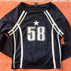 Cute Jersey Like Top Navy Tops For Spring Streetwear, Sporty Navy Top For Spring, Navy Tops With Letter Print For Spring, Cute Jersey, Tops Long Sleeve, Shein Tops, Long Sleeve Tee, Long Sleeve Tops, Blue White