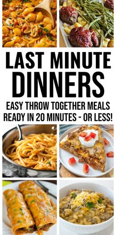 the last minute dinner menu is ready in 20 minutes or less