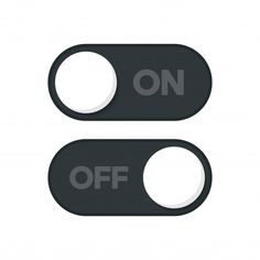 two black buttons with the words on and off