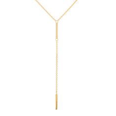 14K Gold Double Bar Y Necklace with Diamond Cut Chain 18" Top Chain with Adjustable chain between 16" and 18" Drop of 2 3/8" Lobster style closure Bars are 11 x 1.6 mm 2.65 grams Elegant Lariat Necklace With Cable Chain For Formal Occasions, Elegant Yellow Gold Lariat Necklace With Box Chain, Minimalist Long Drop Necklace For Formal Occasions, Minimalist Lariat Necklace For Formal Occasions, Formal Long Drop Chain Necklace, Modern Lariat Necklaces With Cable Chain, Classic Lariat Necklace With Adjustable Chain, Classic Lariat Clavicle Chain Necklace, Formal Lariat Toggle Necklace With Adjustable Chain