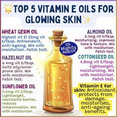 Skincare solutions are at hand with this information that shows you how to bump up your skincare routine to the next level. Get to know the beat oils for vitamin e. Just apply a few drops in your skin care routine daily and you will see the difference in no time. Learn more about facial care, natural face skin care and skincare tips at ohmightyhealth.com Skin Oil Diy, Vitamin E Oil For Skin, Best Oil For Skin, Skincare Solutions, Routine Daily, Face Skin Care Routine, Diy Skin Care Routine, Natural Face Skin Care, Good Skin Tips