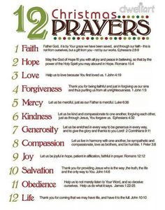 a christmas prayer with the twelve names