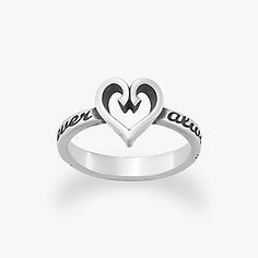 "Forever and Always" Heart Ring Custom Handwriting Jewelry, Pandora Bracelet Charms Ideas, James Avery Rings, Apple Watch Bands Fashion, Silver Jewlery, Handwriting Jewelry, Forever And Always, Sunflower Ring, James Avery Jewelry