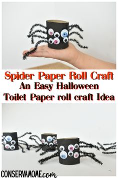 spider paper roll craft is an easy halloween toilet paper roll craft idea for kids to make