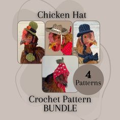 the chicken hat pattern is four different styles