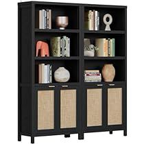 a black bookcase with baskets and books on it