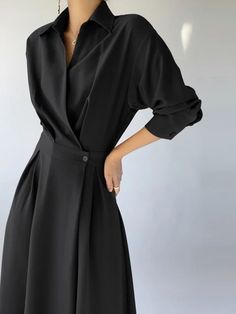 Elegant Shirt Dress, Shirt Dress Long Sleeve, Casual Elegant Style, Shirt Dress Long, Fashion Outerwear, Kleidung Diy, Elegant Casual, Looks Street Style, Loose Fitting Dresses