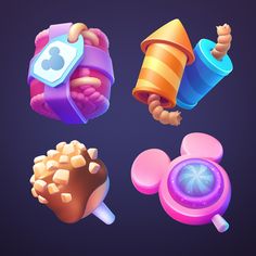 an image of different items that can be found in the game, including candy and ice cream