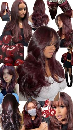 Cherry Coke Hair With Bangs, Mohagany Brown Hair Color Fall, Long Hair Vs Short Hair Before And After, Marron Hair Color, Plum Black Hair, Red Hair Asian, Layered Blowout, Chocolate Cherry Brown Hair, Plum Brown Hair