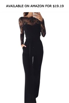 Elegant Off Shoulder Lace Rompers Jumpsuit Sexy Long Trousers Overalls Jumpsuit ◆ AVAILABLE ON AMAZON FOR: $19.19 ◆ Gender:WomenItem Type:Jumpsuits & RompersType:JumpsuitsMaterial:Polyester,SpandexLength:Full LengthDecoration:LaceFit Type:RegularStyle:FormalPattern Type:SolidFabric Type:Broadcloth Overalls Jumpsuit, Long Trousers