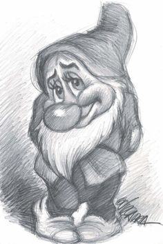 a pencil drawing of an old man with a beard and long hair wearing a hat