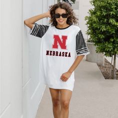 Stand Out From The Crowd With Our Full Sequin Fashion Jersey Tunic Dress. Featuring Sports Striping Details On The Sleeves And Complete With A Lightweight Garment Lining, It's Easier Than Ever To Rock Your Favorite School Or Team In Style And Comfort. Crafted From 100% Polyester. *Hand Wash Only. Sequin Jersey Dress, Sequin Jersey, Sequin Fashion, Gameday Couture, Dresses Xxl, Couture Tops, Alabama Crimson, Alabama Crimson Tide, Jersey Dress