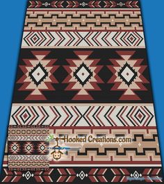 an image of a native style rug with different colors and patterns on the front side