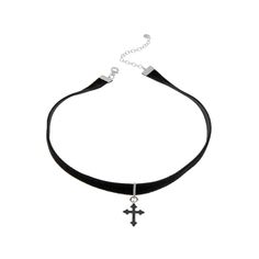 Gemstone Cross Choker in Black Velvet * All stone sizes and weights approximate * Black Spinel, Round; 0.40ct * White Zircon, Round; 0.10ct Choker adjusts to fit 13in to 15in neck Materials: * Made with Premium Quality Solid Sterling Silver (Stamped .925) * Nickel-Free for Sensitive Skin * Black Rhodium Plated, Rhodium  Please keep in mind: Our jewelry is set with high-quality, genuine gemstones and due to the natural properties of real gemstones, product images may show slight differences in co Kawaii Fairy, Cross Choker, Pastel Kawaii, Black Velvet Choker, Velvet Choker, Black Choker, Choker Style, Choker Collar, Black Spinel