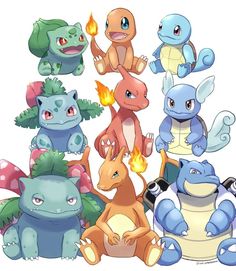 the pokemons are all different colors and sizes, but there is no image to describe