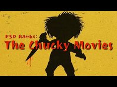 the chucky movie logo with an evil looking character holding a knife in his hand