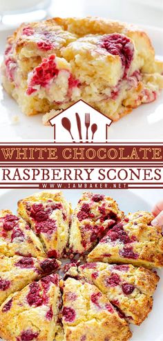 white chocolate raspberry scones on a plate