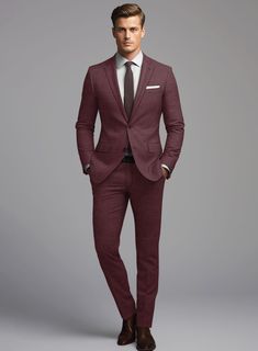 If you're someone who enjoys expressing your individual style with distinctive outfits, our Loro Piana Casima Wool Silk Linen Suit is an ideal option for you. Fashioned from a blend of sumptuous wool, silk, and linen, this remarkable ensemble presents a captivating solid pattern in charming maroon tones elegantly blended with white. When you don this suit, you'll not only look stylish but also experience exceptional comfort because of its cozy and luxurious feel. So, get ready to make a statement on every occasion, whether it's a formal event or a casual gathering.  A marriage of elegance and comfort, Loro Piana fabrics are made using the highest quality raw materials in the world, in their purest form or blended together. A sophisticated response to the dictates of contemporary elegance, Italian Suit, Silk Linen, Linen Suit, Loro Piana, Wool Suit, Look Stylish, Double Breasted Suit, Solid Pattern, Fabric Samples