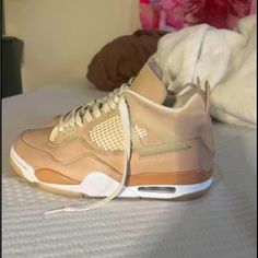 !!!Willing To Negotiate On Price!!! Jordan 4 Retro Shimmers Tan, Beige, White 7.5 W Jordan 4 Retro Shimmer, Jordan 4 Women, Jordan 4’s, Jordan Retro 4, Jordan Model, Jordan 4s, Retro 4, Womens Air Jordans, Jordan 4 Retro