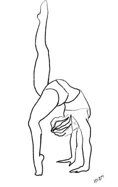 a drawing of a person doing a handstand on one leg and another hand in the other