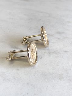 "14kt Yellow Gold Solid Men's Button Style Cuff Links that are 3/4\" in diameter. These unique Cuff Links are bright shiny plain polished finish with satin finish accents. Total weight is 21.1 grams. This item would Retail for $2,640.00" Cufflinks, Yellow Gold, Stud Earrings, Yellow, Gold