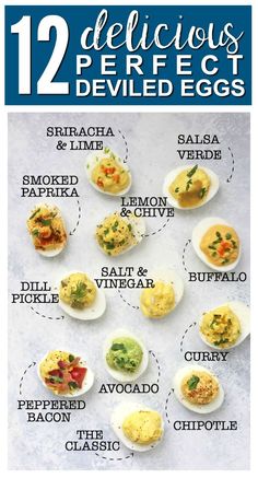 the different types of deviled eggs are shown in this diagram, with their names