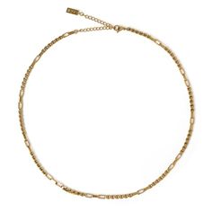 Take your chain game to the next level with the classy and elegant Juniper Necklace. The unique detailing of this piece will add style to your corporate fit or step up that evening attire. Our styling tips: Pair Juniper with the Juniper Bracelet for a cohesive and flawless look.  14k Gold (1 micron plating) Stainless Steel Base E-coating for a premium finish Lead & Nickel Free Tarnish-Free Water Resistant Chain Length: 45cm + 7cm extension CARING FOR YOUR AOE JEWELS At Arms Of Eve, we take great pride in the quality of all our jewellery. All AOE pieces are 100% nickel and lead free and are suitable for daily wear. All of our jewellery is plated 1 micron thick in 14k Gold or Rhodium for silver jewellery, as well as an e-coating for a premium finish. In order for your jewellery to last as lo Chic Metal Necklaces With Rectangular Links, Timeless Formal Chain Necklace With Adjustable Chain, Modern Formal Choker Chain Necklace, Elegant Chain Necklace With Adjustable Chain, Elegant Metal Chain Necklace With Adjustable Chain, Elegant Tarnish-resistant Chain Necklace For Formal Occasions, Elegant Gold-plated Chain Necklace With Rectangular Links, Luxury Metal Chain Necklace For Everyday, Everyday Luxury Metal Chain Necklace