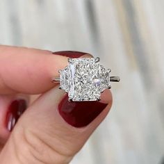 3.00 Ct. Radiant Cut 3 Stone Diamond Engagement Ring G Color VS2 GIA C – Kingofjewelry.com 3 Stone Rings