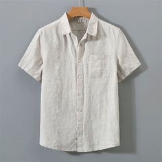 Season:Summer; Fabric:30% Flax; Sleeve Length:Short Sleeve; Look After Me:Washable,Wet and Dry Cleaning; Gender:Men's; Style:Casual,Fashion,Breathable,Comfortable; Tops Type:Cotton Linen Shirt,Button Up Shirt,Casual Shirt,Shirt,Linen Shirt; Occasion:Hawaiian,Beach,Holiday,Street,Vacation,Daily Wear; Pattern:Plain; Design:Button-Down; Neckline:Turndown; Listing Date:05/15/2024; Bust:; Length:; Shoulder Width:; Sleeve: Hot Summer Looks, Stand Collar Shirt, Beige Pants, Linen Shirt Men, Blue Khakis, Linen Short, Grey Shorts, Pure Linen, Linen Shirt