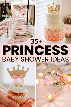 princess baby shower ideas Princess Theme Bridal Shower Ideas, Princess Themed Bridal Shower Ideas, A Princess Is On Her Way, Bridal Shower Princess Theme, Royal Baby Showers Girl, Princess Favors Ideas, Fairy Tale Baby Shower Theme, A Little Princess Is On Her Way, Little Princess Baby Shower Ideas