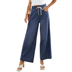 luvamia Wide Leg Jeans for Women High Waisted Baggy Jeans Distressed Stretchy Denim Pants with Pocket for Spring Summer Fall Winter, Size XS-2XL These wide leg pants for women are designed to be versatile and suitable for all seasons With a vintage-inspired style and a relaxed yet elegant fit, wide leg jeans for women are the epitome of casual fashion. The wide-leg design and high waist create a classic look that is both comfortable and flattering. The straight leg and elastic waist provide a co Wide Leg Jeans For Women, High Waisted Baggy Jeans, Baggy Jeans For Women, Jeans Store, Y2k Pants, High Waisted Flare Jeans, Baggy Style, Trendy Jeans, Baggy Y2k