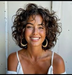 Middle Part Curly Short Hair, Short Sassy Curly Hairstyles, Haircuts For Curly Hair With Layers, Permed Layered Bob, Short Curly Hair Lots Of Layers, Wavy Feathered Hair, Short Curly Hair Bangs Hairstyles, Curly Feathered Hair, Short Curly Haircuts Fine Hair