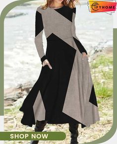 Modern and Fashionable Winter Dress Multicolor A-line Maxi Dress For Fall, Winter Patchwork A-line Dress, Winter A-line Patchwork Dress, Multicolor Maxi Dress For Winter, Fitted Patchwork Maxi Dress For Fall, Chic Patchwork Maxi Dress For Fall, Casual Winter A-line Maxi Dress, Retro Style Fashion, Loose Maxi Dress