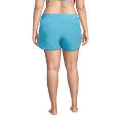 When it comes to summertime fun there's no time for costume changes. That's why you'll love these Lands' End Womens 3 Inch Quick Dry Elastic Waist Modest Board Shorts Swim Cover-up Shorts with Panty. Made from UPF 50 fabric you can wear them for added sun protection on long days at the beach pool or lake. They're also made from a quick dry water-repellent fabric that's great for swimming kayaking surfing water skiing paddle boards and so much more. High waisted wide elastic waist band provides m Blue Beachwear Bottoms For Summer Activities, Blue Bottoms For Beachwear In Summer, Blue Summer Shorts For Summer Activities, Short Swimwear For Summer Activities, Short Bottoms For Summer Beach Activities, Sporty Blue Swimwear For Summer, Short Beachwear Bottoms For Summer Activities, Sporty Beach Season Bottoms For Summer Activities, Blue Swim Skirt For Beach Season Sports