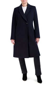 Be perfectly polished in this longline coat elevated in a wool blend with an asymmetric one-button front. 40" length Notched lapels Lined 55% wool, 35% polyester, 5% acrylic, 5% other fibers Dry clean Imported Tailored Elegant Asymmetrical Outerwear, Elegant Tailored Asymmetrical Outerwear, Chic Asymmetrical Outerwear For Business, Chic Asymmetrical Business Outerwear, Elegant Asymmetrical Outerwear For Business, Elegant Asymmetrical Single-breasted Outerwear, Elegant Asymmetrical Workwear Outerwear, Elegant Asymmetrical Outerwear For Work, Tailored Asymmetrical Fall Outerwear