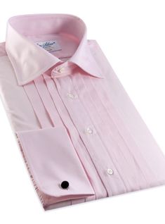 Pink Pleated Tuxedo Shirt Pink Fitted Formal Shirt, Classic Pink Fitted Dress Shirt, Elegant Fitted Pink Dress Shirt, Classic Pink Business Shirt, Classic Fitted Pink Shirt, Classic Pink Dress Shirt For Business, Elegant Pink Dress Shirt For Semi-formal Occasions, Elegant Fitted Pleated Shirt, Elegant Pink Long Sleeve Dress Shirt