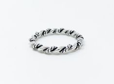 Sterling silver oxidized ring with twisted rope design. Sizes 5, 6, and 7. Oxidized Ring, Rope Ring, Rope Rings, Rope Design, Ring Designs, Silver Bracelet, Ring Size, Silver Rings, Twist