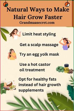 Looking for natural ways to speed up hair growth? Try these simple tips: regular scalp massages, a nutrient-rich diet, essential oils, and more! From hydration to avoiding heat styling, these easy steps will help you achieve longer, healthier hair naturally. 💆‍♀️💧🍃 

#NaturalHairGrowth #FasterHairGrowth #HealthyHairTips #ScalpCare #EssentialOilsForHair #LongHairGoals #HairCareNaturally #NoHeatHair Hair Growth Journey, Growing Long Hair Faster, Make Hair Grow Faster, Hair Grow Faster, Accelerate Hair Growth, Longer Hair Faster, Stop Hair Breakage, Make Hair Grow, Bleaching Your Hair