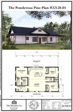 the ponderosa pine plan is shown in this floor plan