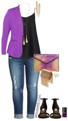 Plus Size Purple Blazer Outfit - Plus Size Fashion for Women - alexawebb.com Purple Blazer Outfit, Purple Blazer, Look Plus Size, Moda Plus, Stylish Plus, Plus Size Fashion For Women, Black Women Fashion, Blazer Outfits