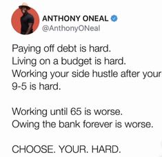 the tweet has been posted to someone about paying off debt